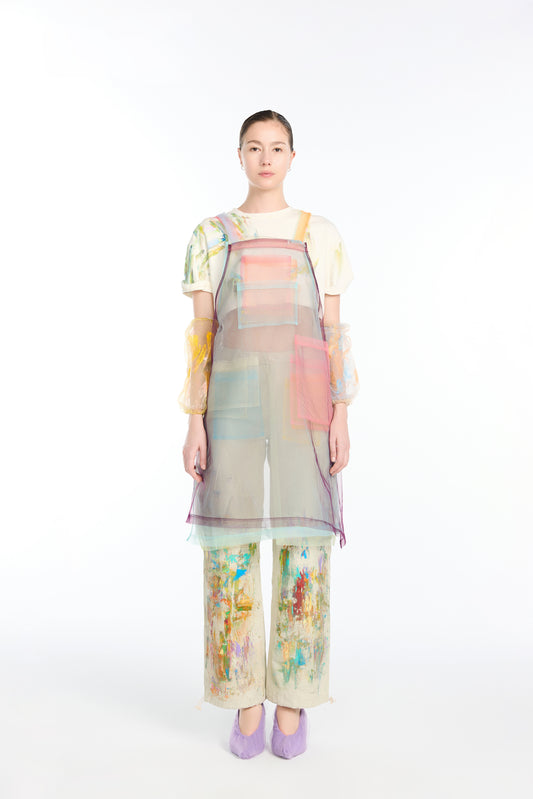 Multi-Color Mesh Patchwork Overlay Apron