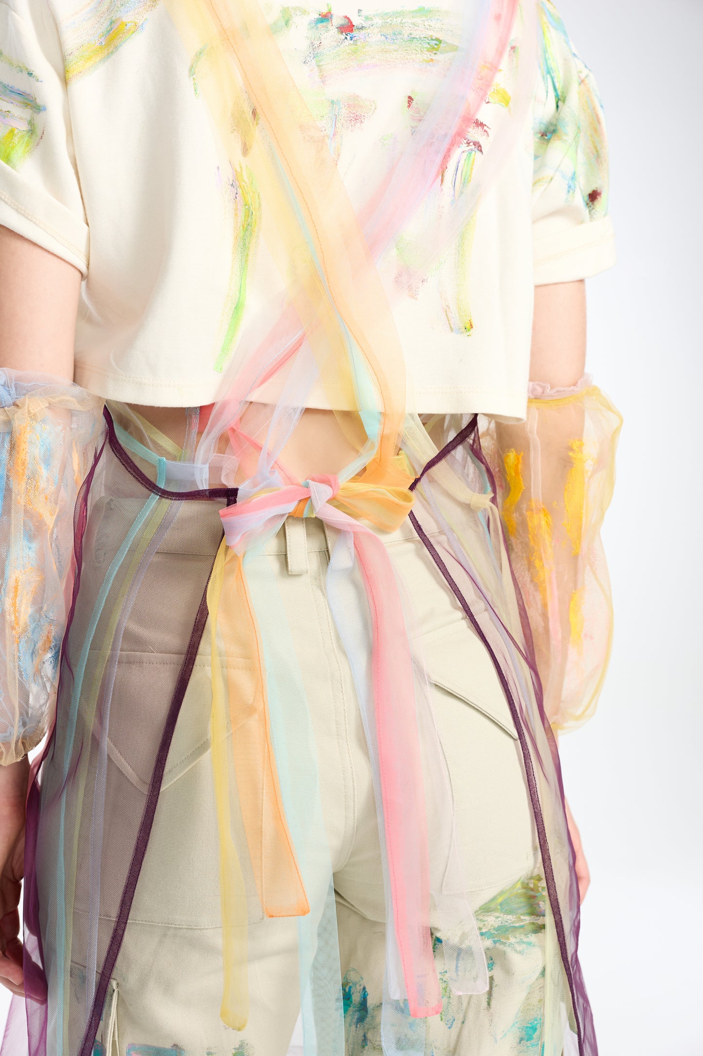 Multi-Color Mesh Patchwork Overlay Apron