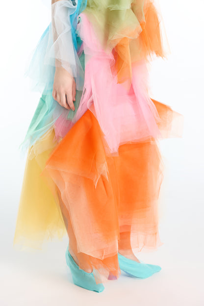 Multi-layered Mesh Patchwork Skirt