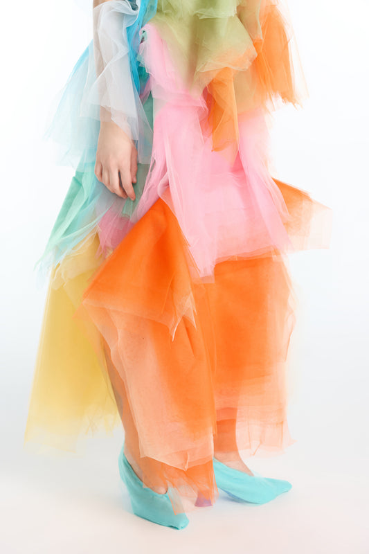 Multi-layered Mesh Patchwork Skirt