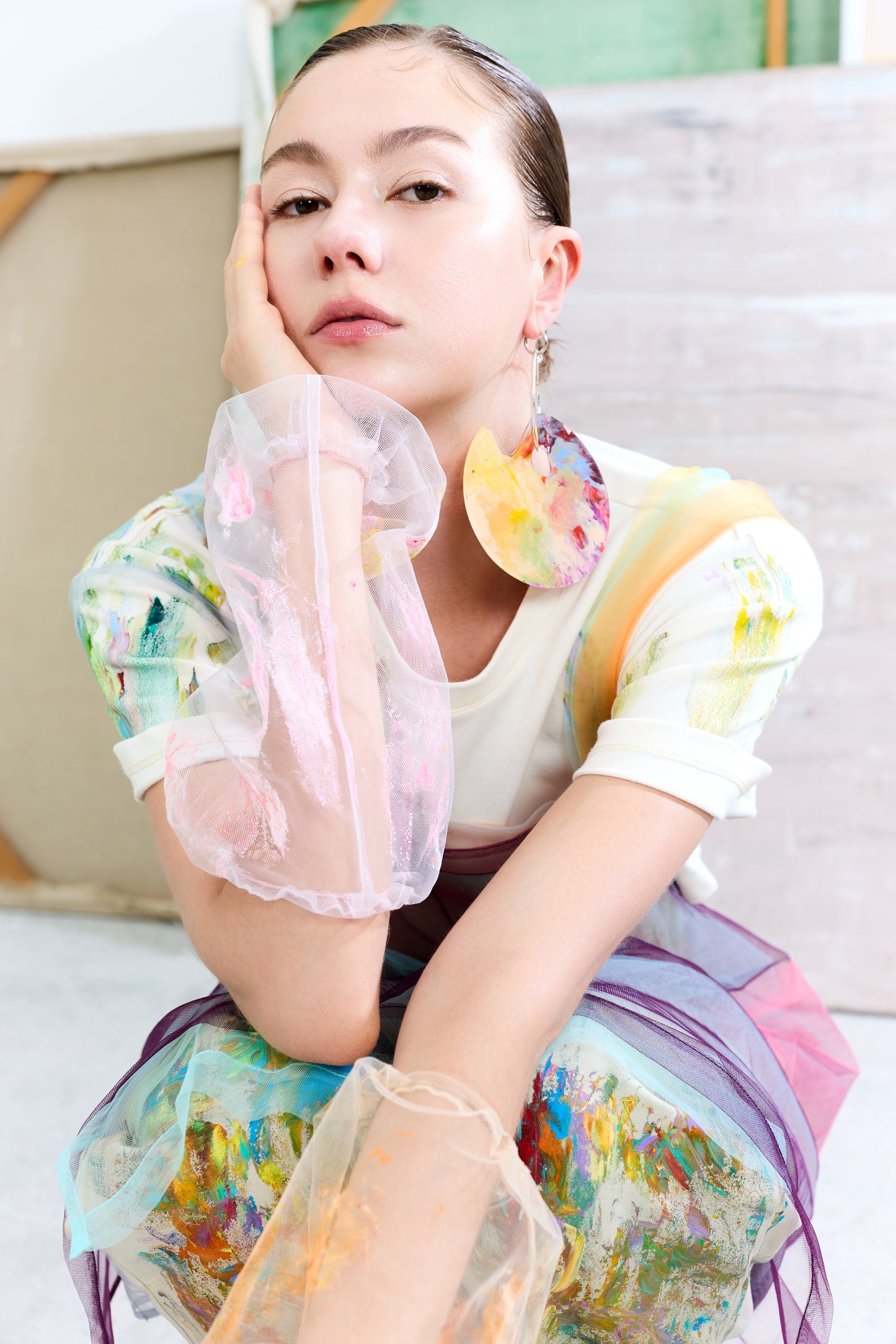 Graffiti Multi-colored Mesh Sleeves Extended Brushstrokes