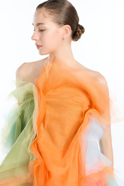 Multi-layered Mesh Patchwork Top