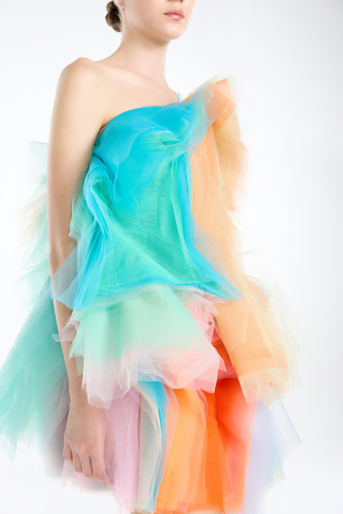 Multi-layered Mesh Patchwork Mini Skirt