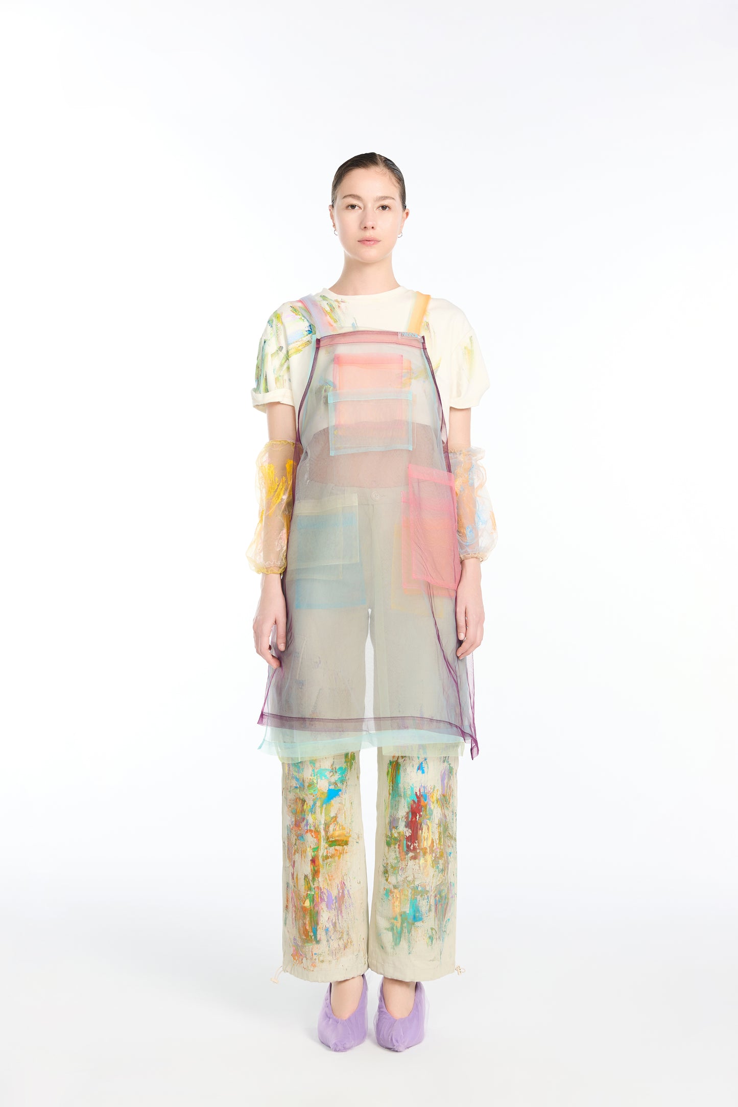 Multi-Color Mesh Patchwork Overlay Apron