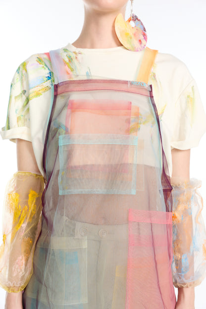 Multi-Color Mesh Patchwork Overlay Apron