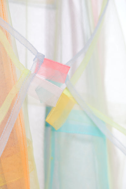 Multi-Color Mesh Patchwork Overlay Apron
